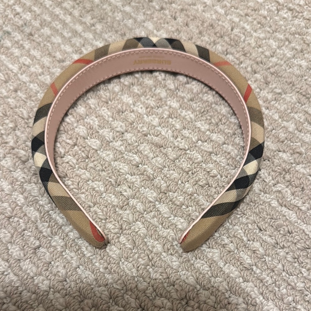 Burberry Beige Checkered Headband